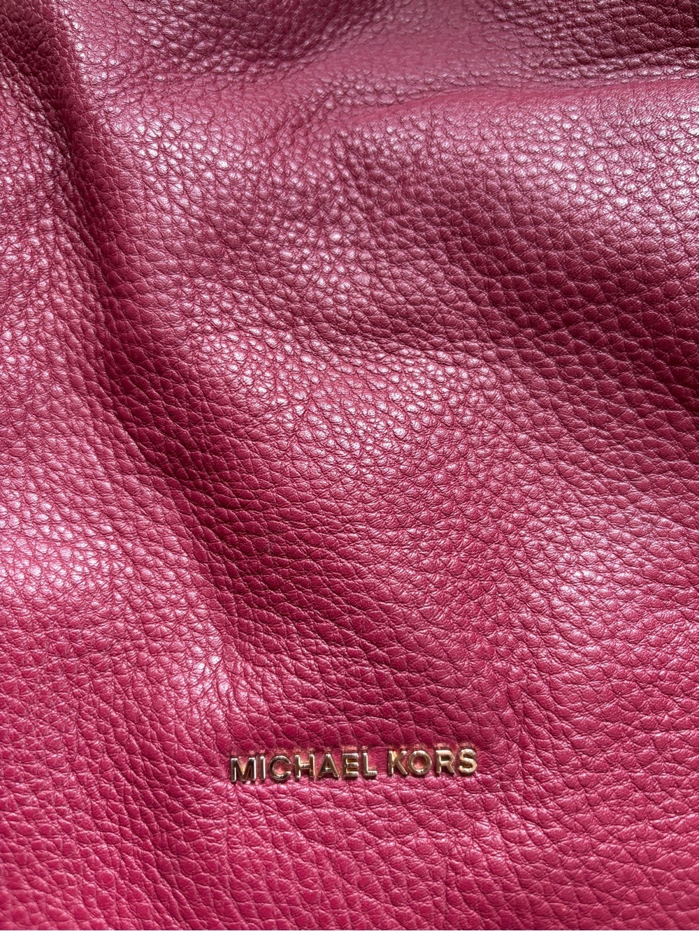 AUTHENTIC Michael Kors Maroon Pebble Leather Shoulder Bag - Picture 2 of 6